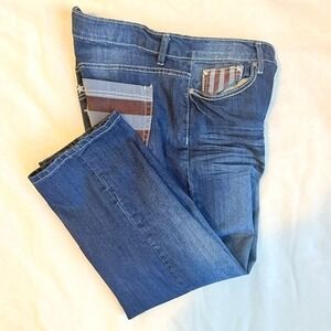 ND Weekend Cropped Jeans Women 16W Blue Excellent Patriotic Stars Stripes